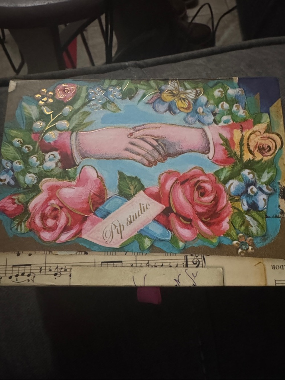 NIB Pip Studio Floral Vintage Style Art Note Cards x 40 - Pink & Blue